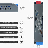 1 x RAW Customer Returns SUCIKORIO LED transformer 24V 400W LED transformer AC 230V to DC 24 Volt 16.6A ultra thin constant voltage LED driver power supply 24V switching low-voltage transformer for LED lamps, LED strips - RRP €26.4