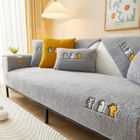 1 x RAW Customer Returns TOPCHANCES New Soft Sofa Cushion Covers - Non-Slip Sofa Covers 1 2 3 4 Seater Couch Covers, Warm Plush Faux Fur Berber Fleece Corner Sofa Cushion Cover L Shape Furniture Protector Grey 90x90  - RRP €19.84