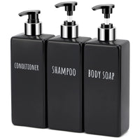 1 x RAW Customer Returns Segbeauty soap dispenser, 3 pieces 500 ml soap dispenser set with labels for shampoo conditioner body soap, shampoo bottles for filling for kitchen and bathroom, black - RRP €20.99