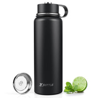 4 x Brand New Stainless Steel Water Bottle 1L - Keep Drinks 12h Warm 24h Cool, Nylon Handle, Removable Filter, Dishwasher Safe, Stylish Matte Black - BPA-Free, Leak-Proof, Hydration On The Go - RRP €68.92