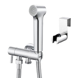 1 x RAW Customer Returns Faustina Bidet Hand Shower Personal Hygiene Set for Toilet WC Bathroom, Attachment Fitting with Adjustable Spray Gun Bidet Shower, Wall Mounted Chrome Plated Polished Brass - RRP €42.99