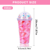 1 x Brand New Hileyu Kids Water Bottle, Water Bottle with Straw, Cartoon Unicorn Double Wall Water Cup, Cute Mug Children Gifts 450 ml 15 oz Drinking Bottle Pink  - RRP €9.91