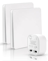 1 x RAW Customer Returns NETONDA wireless light switch without battery 2 switches with receiver Battery-free wireless wall switch 1 button, wireless switch set no wiring required, 2 wireless switches for lamp - RRP €24.98