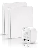 1 x RAW Customer Returns NETONDA wireless light switch without battery 2 switches with receiver Battery-free wireless wall switch 1 button, wireless switch set no wiring required, 2 wireless switches for lamp - RRP €24.98