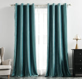 1 x Brand New MIULEE Teal blue velvet curtain with eyelets, beautifully soft velvet curtains short for bedroom living room, pack of 2 velvet curtains short opaque each 145 cm long, thick velvet thermal curtain winter - RRP €35.64