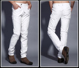 1 x RAW Customer Returns Idopy Men s Slim Fit Party Performance Biker Faux Leather Jeans Pu Pants, White, 36 - RRP €38.3