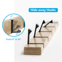 1 x RAW Customer Returns JSVER Coat Hook Wall Mounted, Wall Coat Rack Foldable Coat Hook Bamboo with 4 Movable Hooks for Jackets, Coats, Scarves, Handbags and More, Natural - RRP €15.54