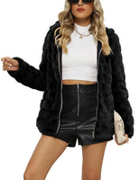 1 x RAW Customer Returns Giolshon women s fleece jacket faux fur coat teddy winter jacket with hood 1801 black XXL - RRP €66.99