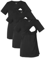 1 x RAW Customer Returns Sosolism 3 Pack Women s Nursing Tops Short Sleeve Nursing Shirts Maternity Nursing T-Shirts Maternity Wear Pregnancy Clothes Summer Casual Clothing,Black Black Black,M - RRP €40.27