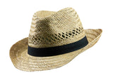 1 x RAW Customer Returns Black Jungle Varadero Straw Hat Natural Summer Hat Straw Hats Havana Hat Unisex Bogart Fedora Hat 58  - RRP €19.1