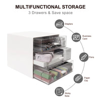 1 x RAW Customer Returns Zuiaso Desk Organizer with Drawer, Desk Storage Box, Plastic Office Supplies Organizer, Desk Organizer for Office, School, Home 3 Drawers, White  - RRP €19.99