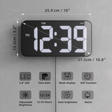 1 x RAW Customer Returns PASIVOLE Digital Wall Clock with 10 Large Display, Date, Week, DST, 12 24H, Auto Dimming, Alarm LED Wall Clock for Living Room, Bedroom, Office - Black - RRP €34.99