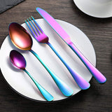 1 x RAW Customer Returns rismart 24 pieces stainless steel cutlery set including knife, fork, soup spoon and coffee spoon for six people, rainbow - RRP €46.1