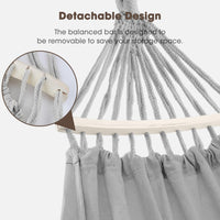 1 x RAW Customer Returns Hammock Outdoor Boho style for garden, balcony, terrace, indoor, with curved wooden pole, fastening straps and carrying bag - RRP €43.95