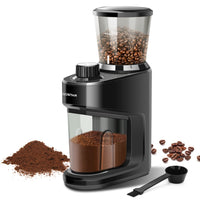 1 x RAW Customer Returns Aigostar Electric Coffee Grinder with Stainless Steel Conical Grinder Spice and Coffee Mill, 160g Bean Container, 15 Grinding Level Settings, Coffee Bean Chopper Grinder, 150 Watt Black - RRP €39.31