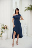 1 x RAW Customer Returns GRACE KARIN Women s Elegant Party Dress Off Shoulder Dresses Summer One Shoulder Cocktail Dress Dark Blue S - RRP €49.99