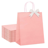 1 x RAW Customer Returns Switory 50pcs Gift Bags with Ribbons, Pink Paper Bags with Handles, Party Bags for Valentine s Day, Children s Party, Birthday, Weddings, Baby Shower, Retail 15x8x21cm  - RRP €20.99