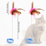 1 x Brand New Pack of 2 Cat Teaser Toys, Cat Feather Toy Silicone Adjustable Interactive Cat Toy Feather with Bell Interactive Cat Magic Toy for Indoor Cats Playing Exercise Blue  - RRP €20.4