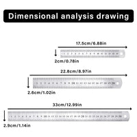 1 x RAW Customer Returns YMDZ 3 PCS Stainless Steel Ruler Metal Ruler Set Steel Scale Double Sides Scale Centimeter Inch Ruler Including Ruler 30cm Ruler 20cm Ruler 15cm for Drawing Office Engineering School - RRP €7.04