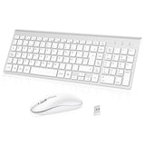 1 x RAW Customer Returns cimetech Wireless Keyboard and Mouse Combo, 2.4G Spanish 2 in 1 USB Ultra Thin Silent Mouse, for PC Laptops Computer Desktop White and Silver  - RRP €26.95