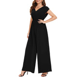 1 x Brand New Tanmolo Women s Jumpsuit Elegant Summer Sleeveless V-Neck Overall Wide Leg Romper With Pockets Apricot, L  - RRP €39.01