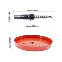 1 x RAW Customer Returns Hole Saw Drill Bit HSS Hole Cutter with Arbor for Wood and Metal LAIWEI 7-31 64 190mm  - RRP €19.6