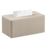 1 x RAW Customer Returns MEIBOOCH Stylish PU Leather Rectangular Tissue Box Cover with Magnetic Bottom for Bathroom, Bedroom or Office White Stripe  - RRP €23.11