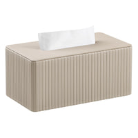 1 x RAW Customer Returns MEIBOOCH Stylish PU Leather Rectangular Tissue Box Cover with Magnetic Bottom for Bathroom, Bedroom or Office White Stripe  - RRP €23.11