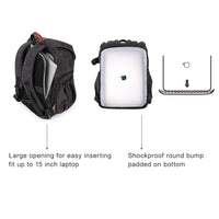 1 x RAW Customer Returns bagsmart Photo Backpack DSLR Camera Backpack Canvas Anti-Theft Water-Repellent with Rain Cover for 15 Inch Laptop, SLR Camera, Lenses, Accessories, Tripod, Black - RRP €60.49