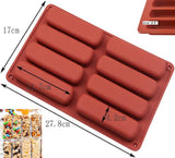 3 x Brand New Firavggu 2 pieces cereal bar baking mold silicone cereal bar baking mold 8 cavities non-stick silicone mold bar white brick red cereal baking mold, BPA free chocolate bar mold, bar mold for chocolate, muffin - RRP €30.24