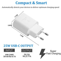 1 x RAW Customer Returns 2-Pack 25W USB C Fast Charger Super Fast Power Supply USB C Charger with 1.5m Type C Charging Cable for Samsung Galaxy S24 S23 S22 S21 S20 Ultra S20 S21FE S10 A54 A53 A52 A51 A72 Note20 10 Tab S9 S8 - RRP €20.15