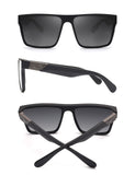 1 x RAW Customer Returns JIM HALO Retro Polarized Sunglasses Men Women, Flat Top Square Driving Glasses UV400 Black Gray - RRP €19.75