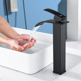 1 x RAW Customer Returns Black Bathroom Faucet, Dolinvo Waterfall Basin Mixer Tap Bathroom Mixer Tap, Single Lever Bathroom Faucet, Cold and Hot Water Available Basin Mixer Tap - RRP €50.87