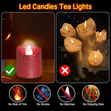 14 x Brand New ICHDICH 12 pieces LED candles, electric tea lights flickering candles lighting with battery for home decoration flameless realistic tea lights for wedding, party decoration red  - RRP €211.68