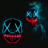 1 x RAW Customer Returns Original Cup The Purge LED Mask Nightmare Blue and Red Rigid Plastic 3 Flashing Modes LED Mask Cosplay Halloween Neon 100 Horror 100 Fun - RRP €18.4