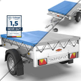 1 x RAW Customer Returns Tarpofix trailer tarpaulin 210 x 115 cm including tarpaulin rope Trailer tarpaulin flat tarpaulin made of PVC TARPUR MATERIAL Reinforced B ckmann trailer tarpaulin for 750kg car trailers Tarpaulin trailer cover gray - RRP €59.95