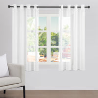 1 x RAW Customer Returns Topfinel curtains with eyelets, curtains for the living room, modern, semi-transparent curtain 160 cm high, curtain scarves 140 cm long, eyelet curtains set of 2, ready-made curtains white with metal eyelets - RRP €18.99