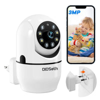 1 x RAW Customer Returns DIDseth indoor surveillance camera, 2K 3MP WLAN camera indoor plug and play, WiFi camera, 360 degree PTZ IP camera with motion detector, color night vision, automatic tracking, two-way audio - RRP €29.99