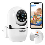 1 x RAW Customer Returns DIDseth indoor surveillance camera, 2K 3MP WLAN camera indoor plug and play, WiFi camera, 360 degree PTZ IP camera with motion detector, color night vision, automatic tracking, two-way audio - RRP €34.99