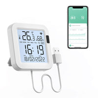 1 x RAW Customer Returns eMylo WiFi Thermometer Hygrometer Indoor, Tuya Room Thermometer WiFi Temperature Sensor with Smart App, LCD Screen Digital Thermo-Hygrometer for Room Temperature, Basement, Baby Room 8cm 8cm  - RRP €28.99