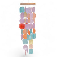 1 x RAW Customer Returns MIJOMA Handmade Capiz Wind Chime, Pastel Colors, Wooden Hanging, L.14.5 W.14.5 H.48 cm, Mobile, Indoor Play Garden Sound - RRP €21.19