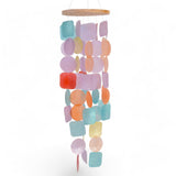 1 x RAW Customer Returns MIJOMA Handmade Capiz Wind Chime, Pastel Colors, Wooden Hanging, L.14.5 W.14.5 H.48 cm, Mobile, Indoor Play Garden Sound - RRP €21.19