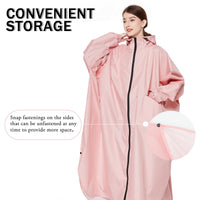 1 x RAW Customer Returns Ynport Crefreak Women s Long Waterproof Raincoats Lightweight Rain Poncho Packable Outdoor Rainwear Hooded Windbreaker with Sleeves and Pocket, Pink - RRP €33.6