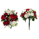 1 x RAW Customer Returns Inweder Artificial Peony Flower Bouquet 8pcs Fake Flower Balls Red and White Silk Flowers for Centerpieces Wedding Bouquet for Bride Bridesmaid Home Party - RRP €25.17