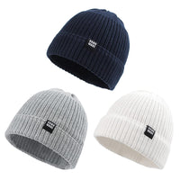 1 x RAW Customer Returns Pesaat Baby Hat Boys Knitted Hat Soft Cotton Girls Hat Children s Slip Hat Warm Winter Hat 0-5 Years Winter Autumn 6-24 Months, White Light Gray Navy  - RRP €19.78