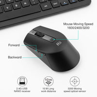 1 x RAW Customer Returns Rii Keyboard Mouse Set Wireless, 2.4G Wireless Compact Keyboard with Wireless Mouse for Laptop, PC and Smart TV, German QWERTZ Layout, Black - RRP €21.99