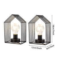 1 x RAW Customer Returns NEWIMAGE Pack of 2 Decorative Battery Wall Lights 18 cm High Vintage Table Lamp Metal Cage Wall Mounted Lamp with 6 Hour Timer for Party Events Wedding Indoor Outdoor Black  - RRP €31.58