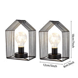 1 x RAW Customer Returns NEWIMAGE Pack of 2 Decorative Battery Wall Lights 18 cm High Vintage Table Lamp Metal Cage Wall Mounted Lamp with 6 Hour Timer for Party Events Wedding Indoor Outdoor Black  - RRP €31.58