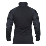 1 x RAW Customer Returns TACVASEN Men s Combat Cotton Shirt Tactical Shirt Military Men s Long Sleeve T-Shirt Black Cotton Outdoor Tshirt XXL, Black  - RRP €48.67