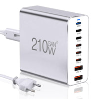 1 x RAW Customer Returns USB C Charger 210W GaN, Multiple USB C Charger 6USB-C 2USB-A Fast Charger PD 3.0 USB C Charger Power Adapter Compatible with iPhone 12 13 14 15 Series MacBook Pro Air Samsung Galaxy S23 S22 S21 - RRP €39.2